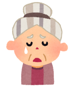 泣いているおばあさんのイラスト